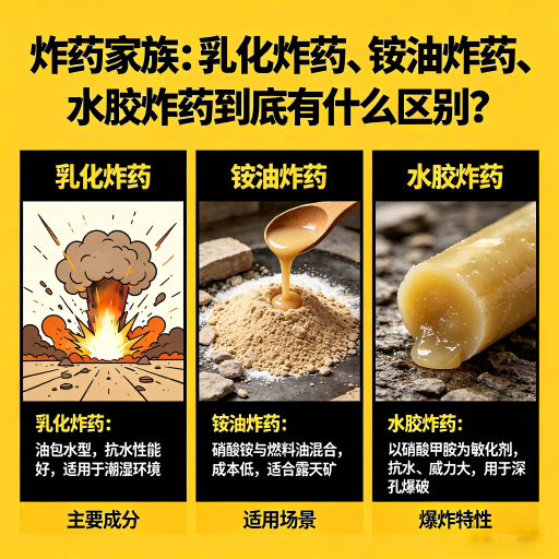 庄河炸药家族：乳化炸药、铵油炸药、水胶炸药到底有什么区别？